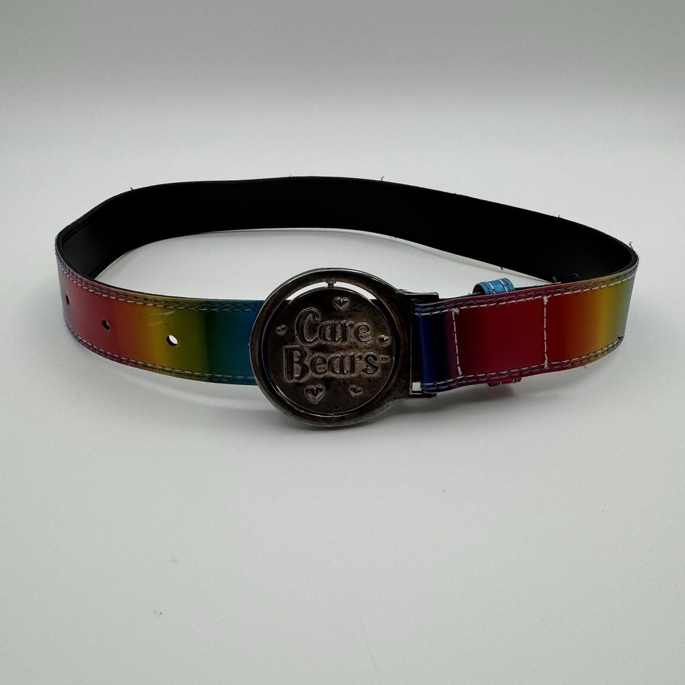 Vintage 2003 Y2K Care Bears Flip Buckle & Belt Rainbow Day Youth Kids Size S/M